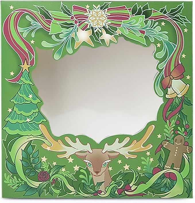 Bakepacker Christmas Cake Boxes with Window Green Deer 10x10x5 Bakery Box for Xmas Party Supply Cake Carrier Containers (4 Cake Boxes +4 Cake Boards Included)