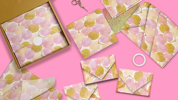 Pink and Gold Balloons Birthday Printed Tissue Paper for Gift Bags or Boxes and Wrapping - Bulk Decorative Art Tissue Paper for Packaging and Gifting | 24 Sheets 20" x 30"