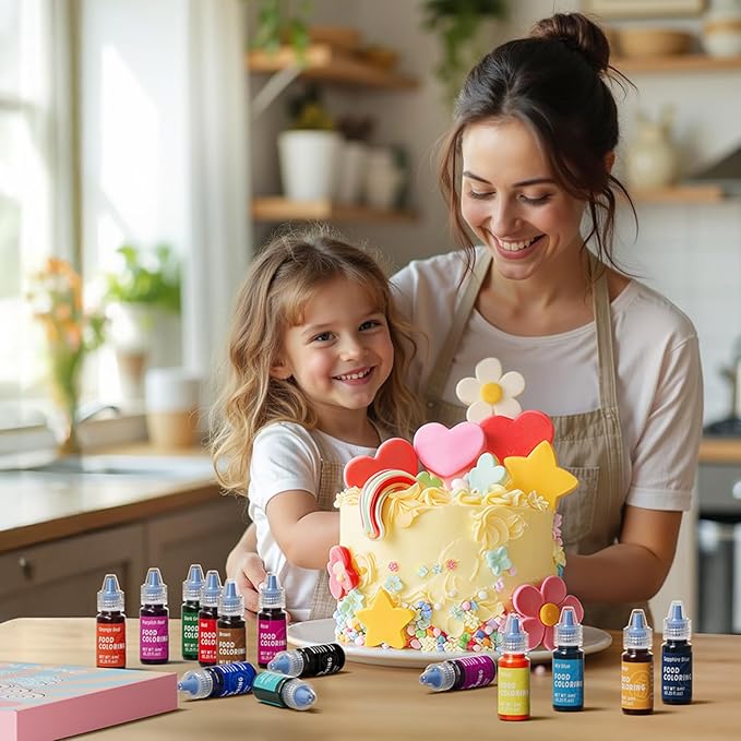 Food Coloring for Cake Decorating - 21 Edible Color Food Grade Vibrant Food Dye Tasteless Food Color for Cake Decorating Baking Easter Egg Icing Fondant Cooking- 0.25 Fl.oz/Bottle