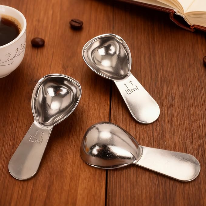 3pcs Stainless Steel Coffee Scoop Set, 15ml Tablespoon Measuring Spoons for Coffee, Tea, Sugar, Spices - Short Handle Design, Durable & Rust-Free