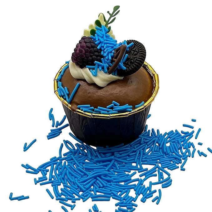 SE Si&Moos Navy Blue Jimmies Sprinkles Blue Sprinkles for Cake Decorating Edible Crunchy Jimmies for Topping Ice Cream, Cookies, Cakes, Cupcakes, Dessert Decorating 3 OZ