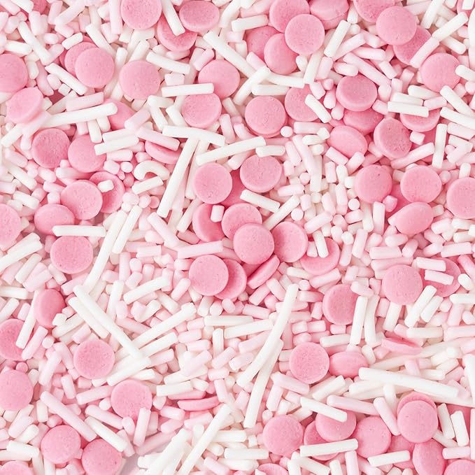 Dye Free Sprinkles No Artificial Dyes Natural Pink Confetti Jimmies Sprinkles for Cake Decorations Baby Shower, Cookies, Fondant Cake, Dessert Toppings, 4.2oz