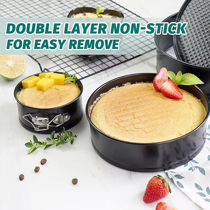Cake Pan Set for Baking, Non-Stick Springform Pans Set of 4 (4, 7, 9 10 inch), Round Cheesecake Pan, Leak-Proof Cake Pans with Removable Bottom(Heart-4 Pcs)