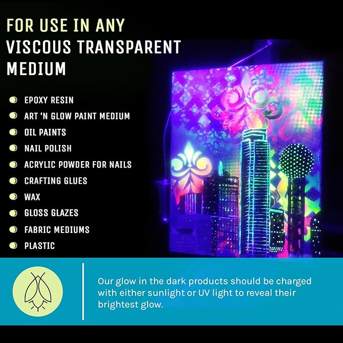 Glow in The Dark Pigment Powder - Neutral and Fluorescent Color for Art Painting, Fine Art, Nail Art Paint, and DIY Crafts - Long Lasting, 10+ Color Options - Neutral Green - (12 Grams)