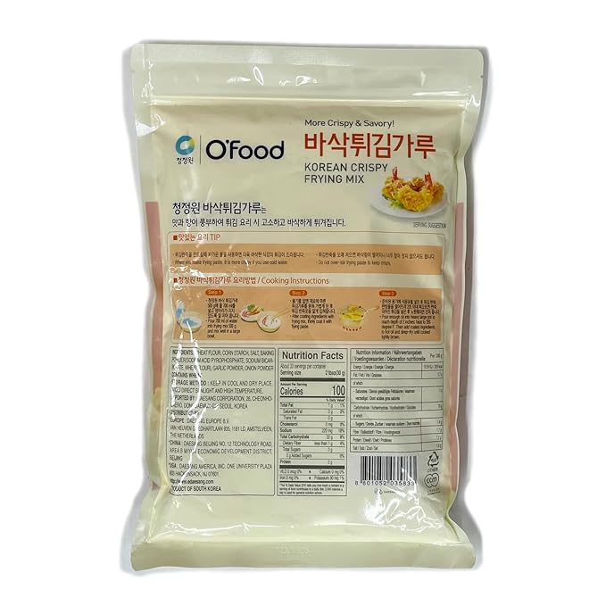 Korean Crispy Frying Mix, 2.2 lb (1 kg) – Korean-Style Crispy Coating & Breading Mix for Chicken, Seafood & Vegetables, Resealable Pouch, 바삭 튀김가루