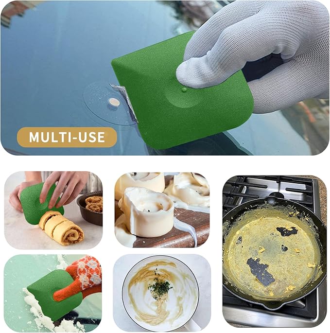 Herda Pan Scraper Pot Scraper Plastic Kitchen Scraper Tool, 5pcs Food Scraper Dish Scraper Hard Nylon Platic Cleaning Scraper Tool for Kitchen Pan, Pot, Cast Iron (Green)