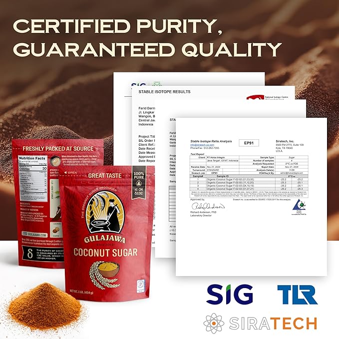 GULAJAWA Javanese Coconut Sugar 100% Pure Palm Sugar Caramel-Toffee Flavor for Coffee Lovers, Home Cooks, Chefs & Baking Enthusiasts. Use in Beverages, Desserts, Sauces & Seasoning Blends - 1lb.