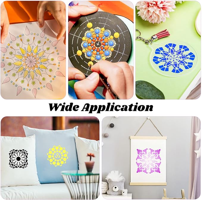 66 Pcs Small Stencils for Crafts Reusable 3 Inch Stencils for Painting on Wood DIY Craft Paint Template for Wall Home Decor Card Rock Canvas Drawing Holiday Ornament(Mandala)