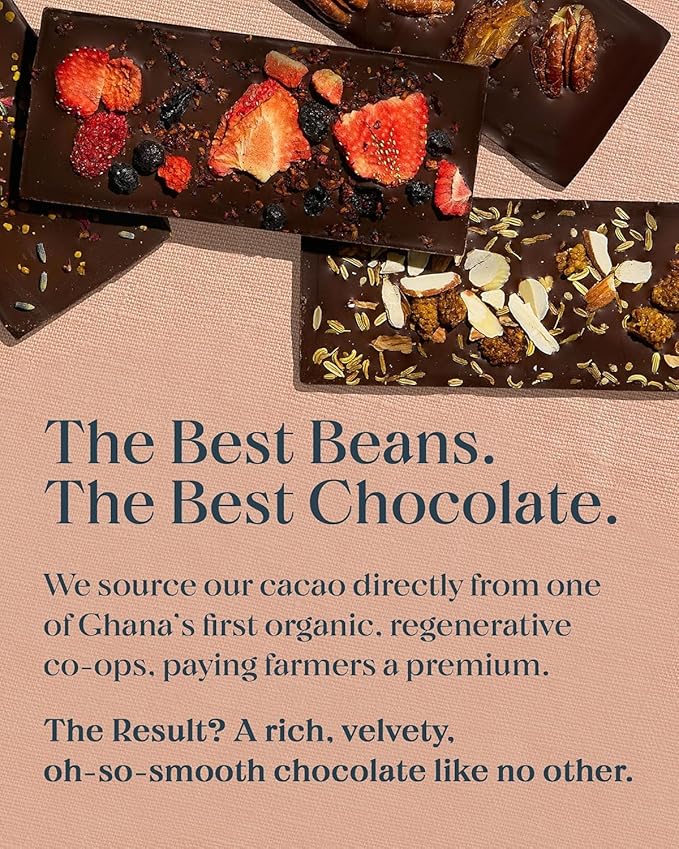 Spring & Mulberry Dark Chocolate Bars – Healthy Chocolate, Date-Sweetened - Lavender Rose 12 Pack