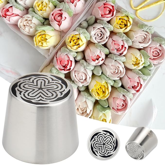 Extra Large Russian Piping Tips for Marshmallows Stainless Steel Flower Frosting Nozzles many styles Cake Decorating Baking tool for Buttercream, Cupcakes Cookies(SL62)