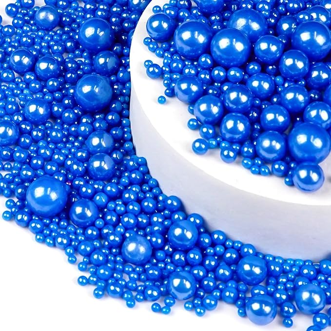Deep Blue Pearl Sugar Sprinkles, Edible Candy Pearls, 150g/5.29oz, Blue Sprinkles for Cake Decorating, Baking Cake Decorations, Cupcakes, Foodgrade Toppers, Wedding Party Chirstmas Supplies