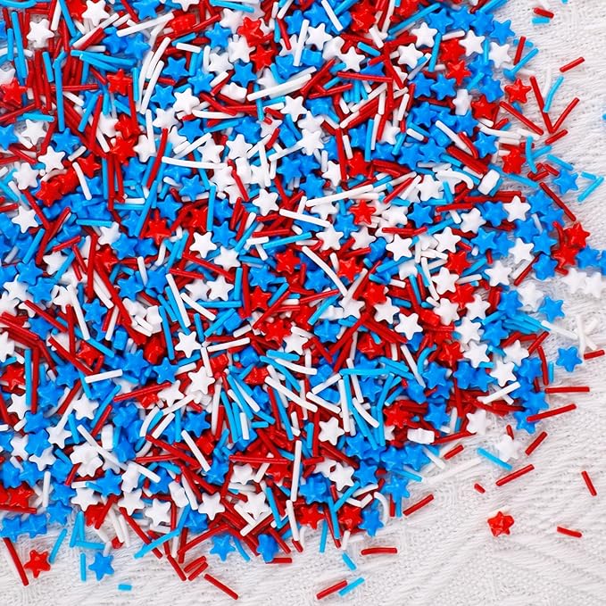Patriotic Sprinkles Red Blue White Sprinkle 7 Ounce July 4th Sprinkles Blue White Star Sprinkle Edible Jimmies Mix Patriotic Memorial Day Toppings for Cake Cookie Ice Cream Decorations