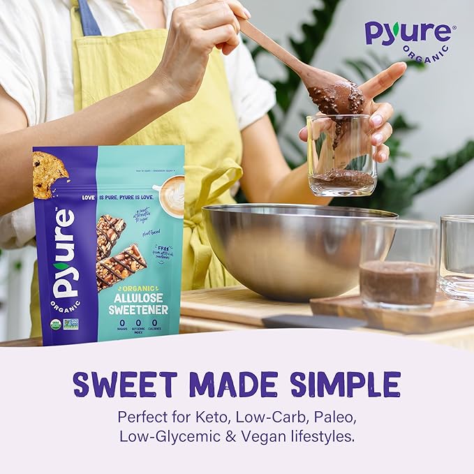 Pyure Organic Allulose Sweetener | Plant-Based Sugar Alternative, No Erythritol | Zero Carb, Zero Calorie, Keto Friendly, Zero Glycemic Index, Vegan, Gluten-Free, Non-GMO, USDA Organic | 9 oz
