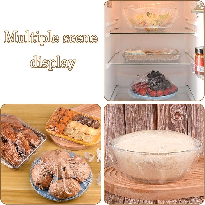 Actvty Bowl Covers for Bread Proofing, 100pcs Large Shower Caps for Sourdough Bread, Fits Bowls Up to 13", Stretchable Reusable Plastic Bowl Cover BPA Free Food Grade