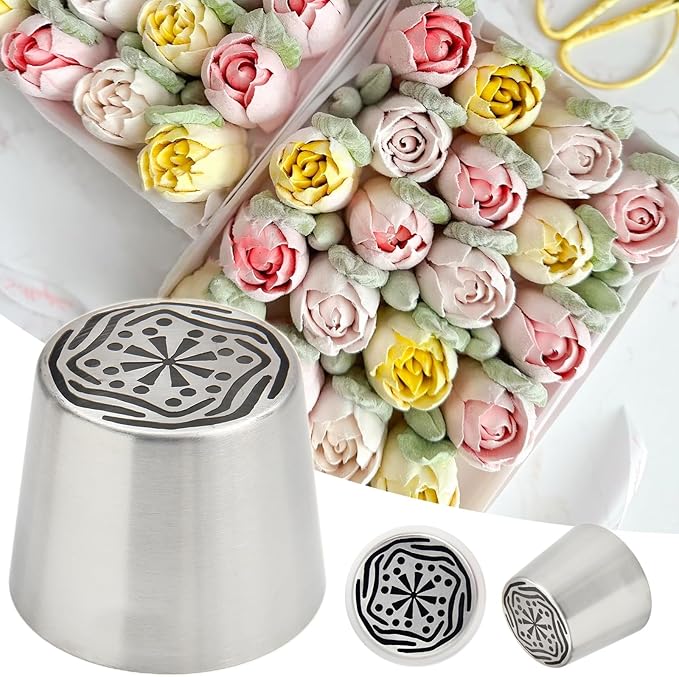 Extra Large Russian Piping Tips for Marshmallows Stainless Steel Flower Frosting Nozzles many styles Cake Decorating Baking tool for Buttercream, Cupcakes Cookies(SL60)