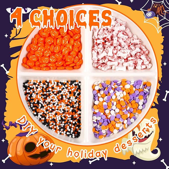 Dazzjoy Halloween Pumpkin Sprinkles, 150g/5.29oz, Edible Orange Sprinkles for Cake Decorating, Edible Cake Decoration & Cupcake Topper