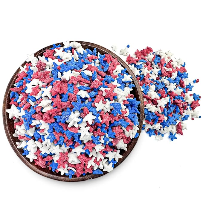 NY Spice Shop Sprinkles (1 Pound, Patriotic Star Sprinkles)