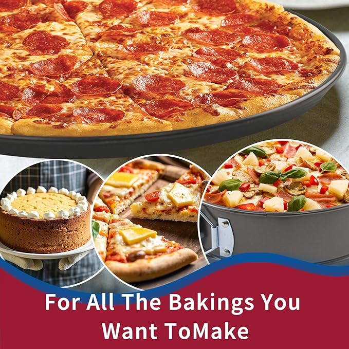Springform Cake Pans Set 8, 9,10 Inch Heart Pan Round Cake Pan Square Baking Nonstick Cheesecake Pans Springform Pans with 100 Pcs Piping Bags, 16 Pcs Nozzles, 3 Pcs Scrappers