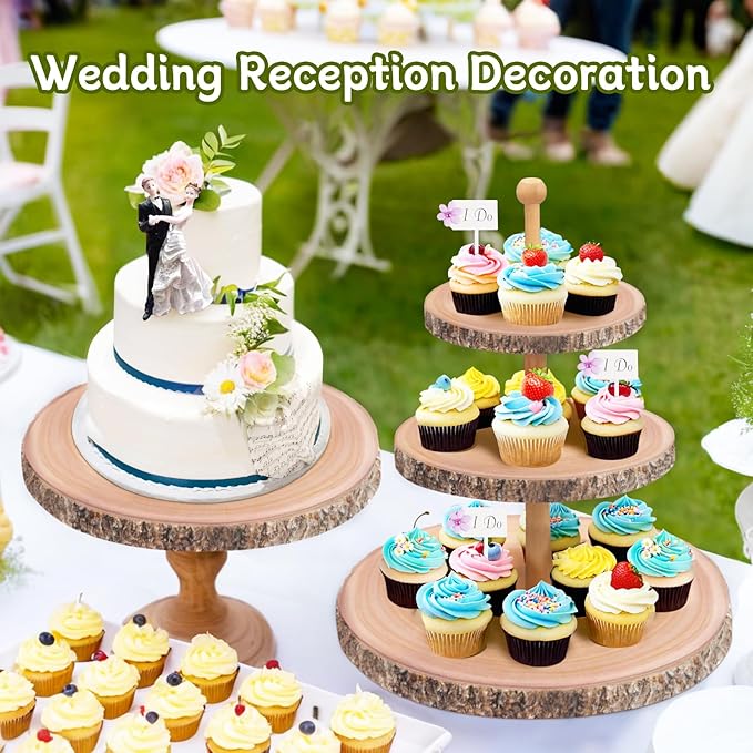 Cupcake Stand Rustic 3 Tier Dessert Stands Wood Cupcake Holder,Cupcake Tower Farmhouse Tiered Tray Stand for Baby Shower /Wedding Décor/Tea Party/Birthday/Graduation/Holiday