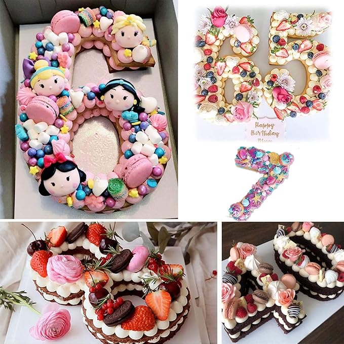 Ducodocu 3D Silicone Cake Pans Large Number Cake Mould Novelty Cake Tins DIY Baking Mold for Birthday Wedding Anniversary 10 inch Number of 4