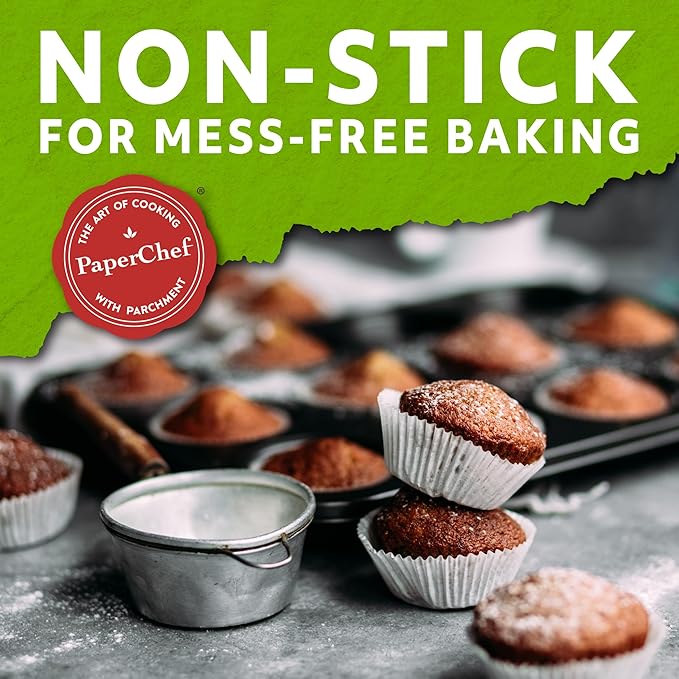PaperChef - X-Large Parchment Baking Cups - Easy Release, Non-Stick Paper, Unbleached, Compostable - Perfect For Cupcakes and Muffins - 30 count - 4 pack