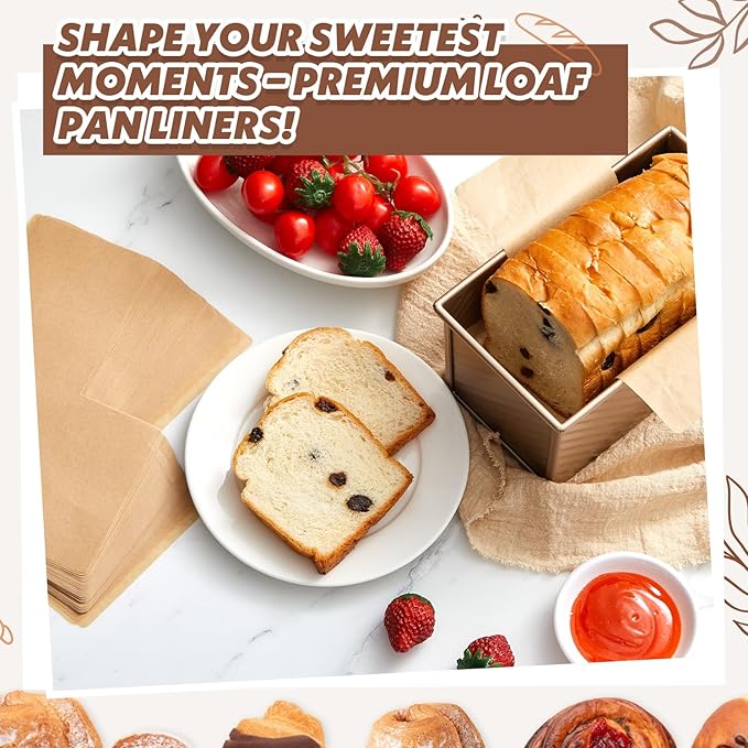 150 Pcs Loaf Pan Liners for Baking Bread Pan 8 x 4 Inch, Non-stick Disposable Greaseproof Baking Paper for Bread, Cakes, Toast