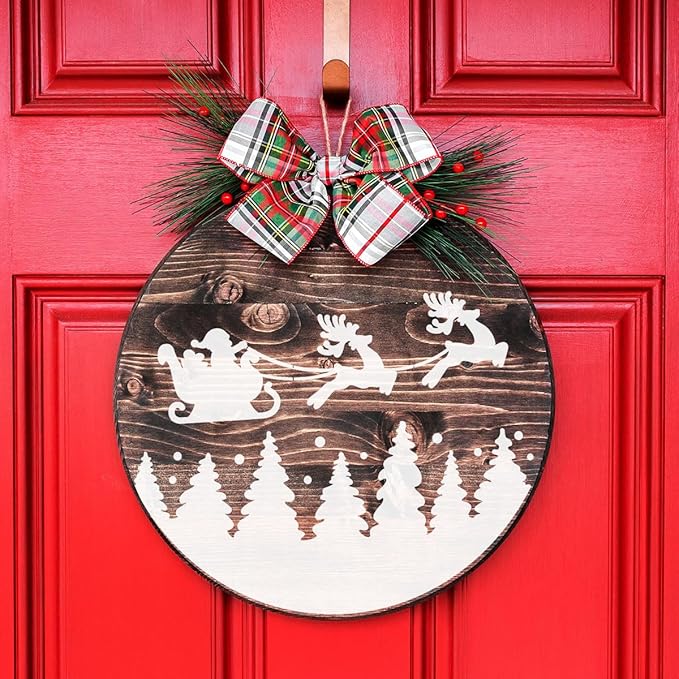 Christmas Stencils for Painting on Wood 12” Christmas Doormat Stencil Xmas Holiday Stencils for Crafts Door Mats Porch Door Decor