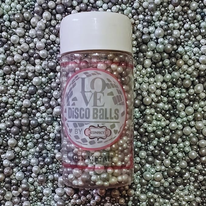 Confect Love Silver Metallic Disco Ball Sprinkles - Edible Cake & Cupcake Decorating Pearls, Metallic Sugar Sprinkles for Desserts and Cookies | Vegan, Gluten-Free, Soy-Free, Dairy-Free, Palm Oil-Free – 4.2 Oz