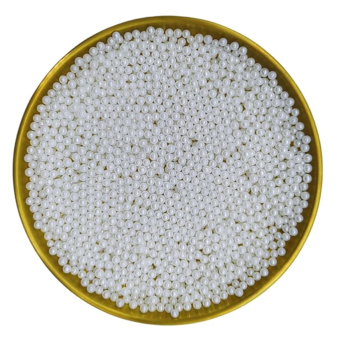 Edible White Pearl Sugar Sprinkles Candy 4mm Mini Pearls Cake Decorations Cupcake Toppers Cookie Decorating Perfect for Wedding Party Valentine Halloween Christmas Supplies 3OZ