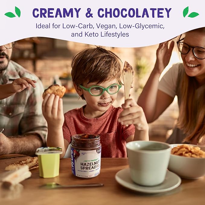 Pyure Keto Hazelnut Chocolate Spread | Sugar-Free, Low Carb, Vegan Nutella Alternative | 2g Net Carbs, Gluten-Free, Peanut-Free, Plant-Based, Non-GMO, Keto Snack, Vegan Sweets | 13 oz Jar