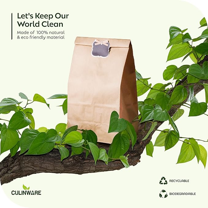 Culinware Kraft Paper Bags - Durable Brown Bags for Snack, Lunch, Sandwich, Pastries, Popcorn, Grocery and Party Favor - 4.75 x 2.93 x 8.56 In - 500 Count
