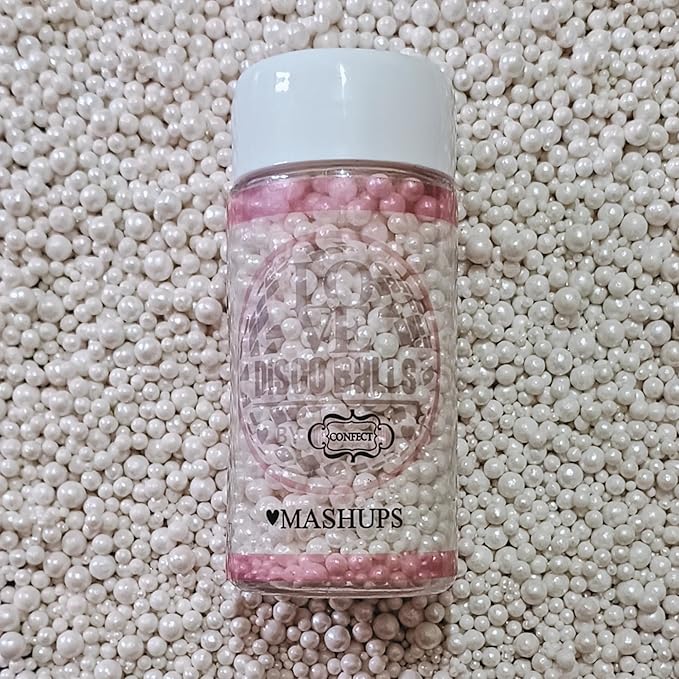 Confect Pearl White Cake Sprinkles – Confect Love Disco Balls Mashup Edible Sprinkles for Cupcakes, Cakes & Cookies – Elegant White Sugar Pearls & Decorative Toppings | Vegan, Gluten-Free, Nut-Free, Soy-Free, Dairy-Free, Palm Oil-Free- 4.2 Oz