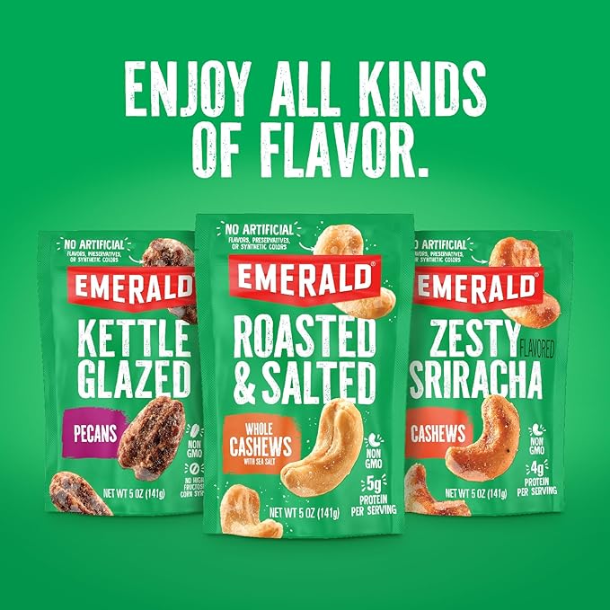 Emerald Salted Caramel Apple Cashews (1-Pack) | 5oz Resealable Bag | Kosher Dairy Certified, Non-GMO, Contains No Artificial Preservatives, Flavors or Synthetic Colors