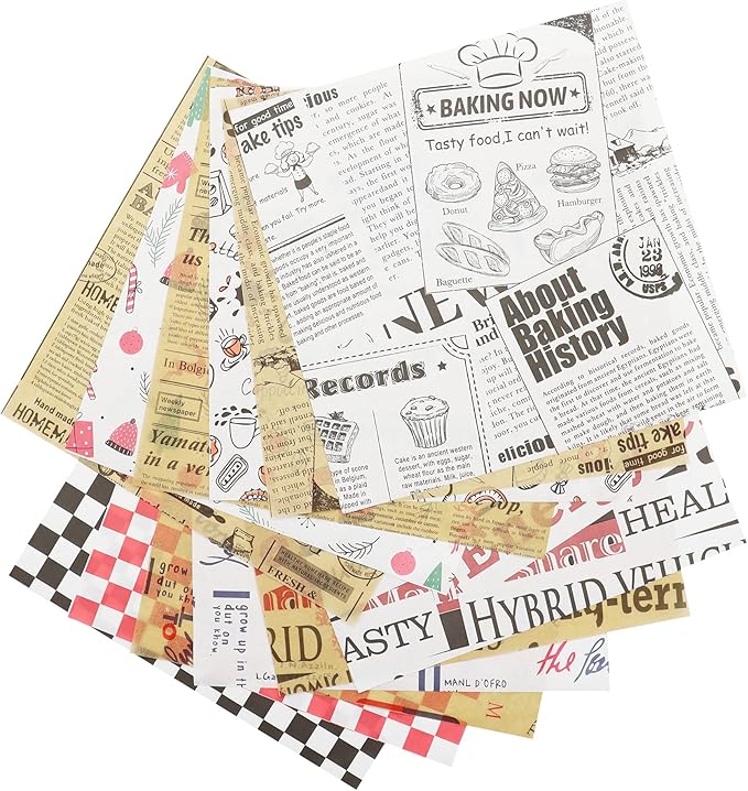 Premium Deli Paper 12"x12"- 200 Pack - Water & Grease Resistant, Greaseproof Liners for Food Boats - Pre Cut Deli Sandwich Wrappers - Food Basket Sheets for BBQ, Picnic, Tray Liner