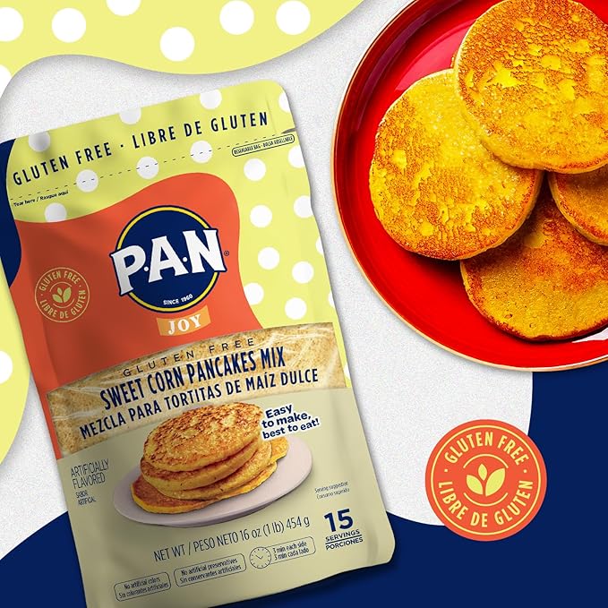 P.A.N Sweet Corn Pancakes Mix – Gluten Free Easy to Prepare 1 lb (Pack of 6)