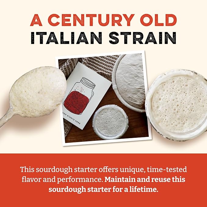 Sunrise Flour Mill Heritage Organic Sourdough Starter 0.32 oz, Organic Sour Dough Bread Starter, Great for Gluten Sensitive People, Beginner Friendly, Includes a Free Guide and Recipes.