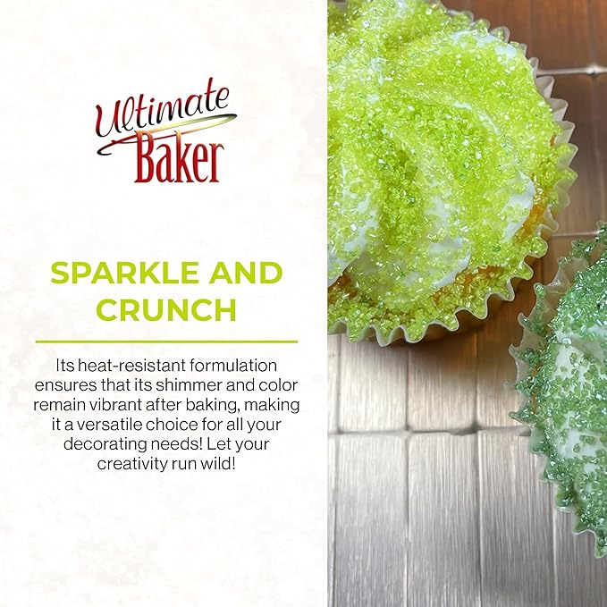 Ultimate Baker - Sanding Sugar, Green - Vibrant, Naturally Colored Baking & Decorating Sugar, Perfect for Sprinkling on Cakes, Desserts & Ice Cream, Medium Crystal - 80oz
