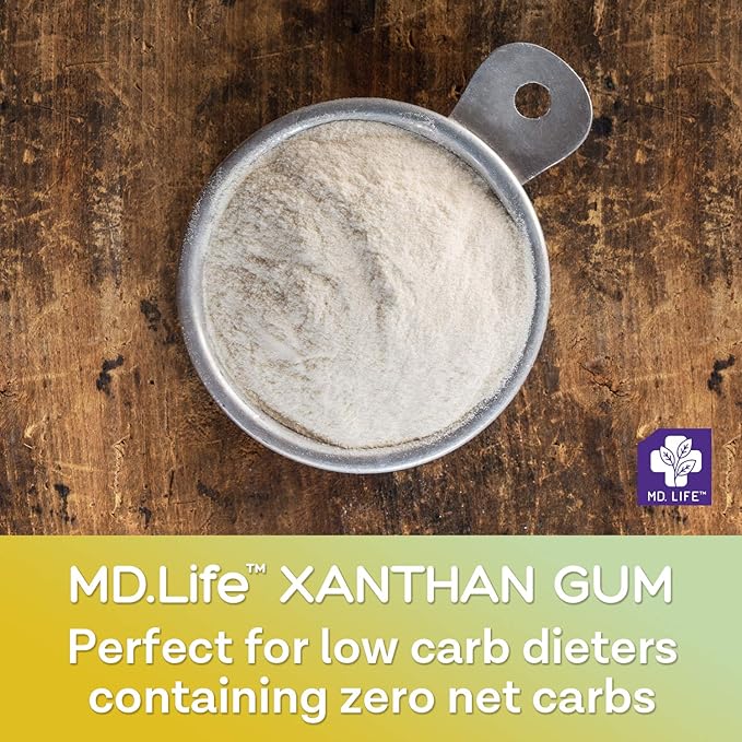 MD. Life Xanthan Gum for Baking Keto - 1 Pound – 100% Natural Xanthan Gum Powder - Keto Friendly & Gluten Free – Carb Free Xanthan Gum for Baking, Food Thickener & Ice Cream Stabilizer