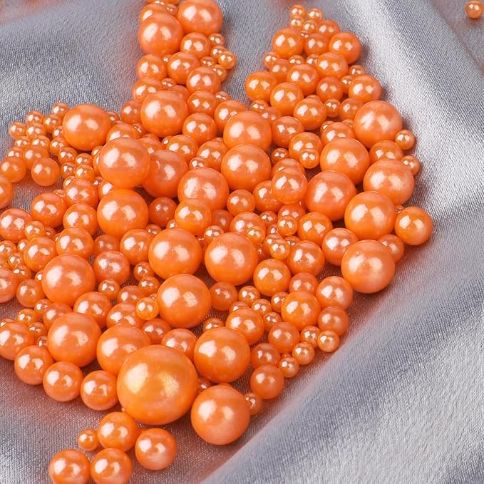 Orange Pearl Sprinkle for Cake Decorating, 4 Sizes Sugar 130g/4.6oz, Cupcake, Ice Cream, Donuts, Macaron Toppings Supplies (2mm, 4mm, 7mm, 1cm)