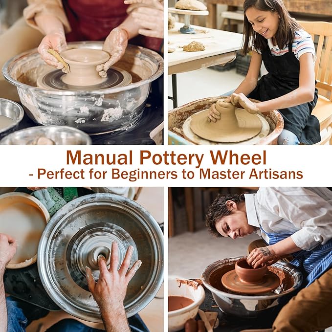 HighFree 12 Inch Sculpting Wheel, Large Double-Sided Pottery Turntable, Aluminum Alloy Silent Rotating Banding Wheel for Ceramic Clay Sculpting, Cake Decor, Paint Spraying, Craft Projects