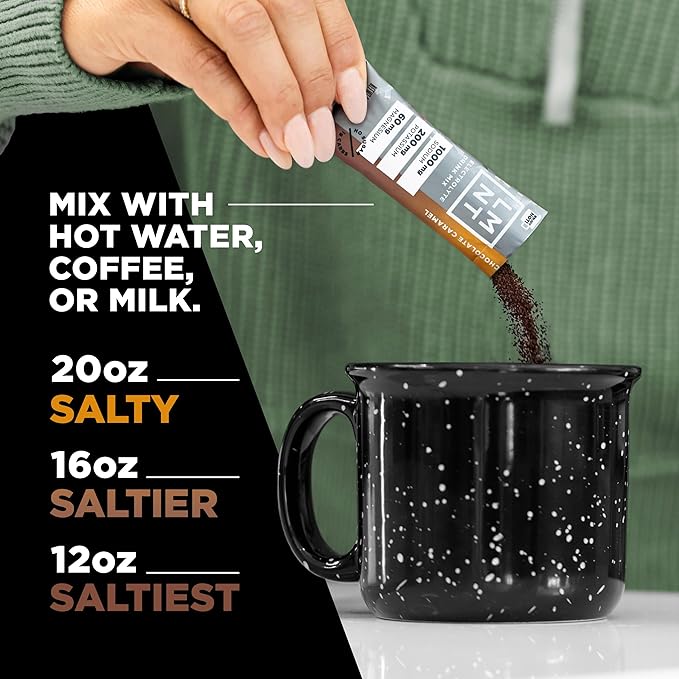Drink LMNT Zero Sugar Hot Chocolate or Coffee Mixer - Chocolate Caramel Salt | Drink Mix | 30-Count