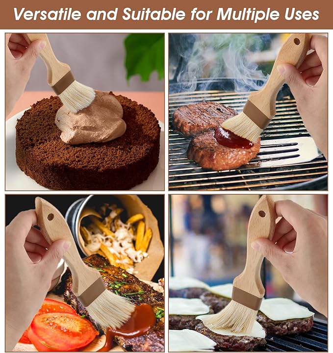 3Pcs Basting Brush for Cooking, Pastry Brush for Baking, Kitchen Baking Grilling Tools for Marinade Butter (Large, Medium, and Small Size)