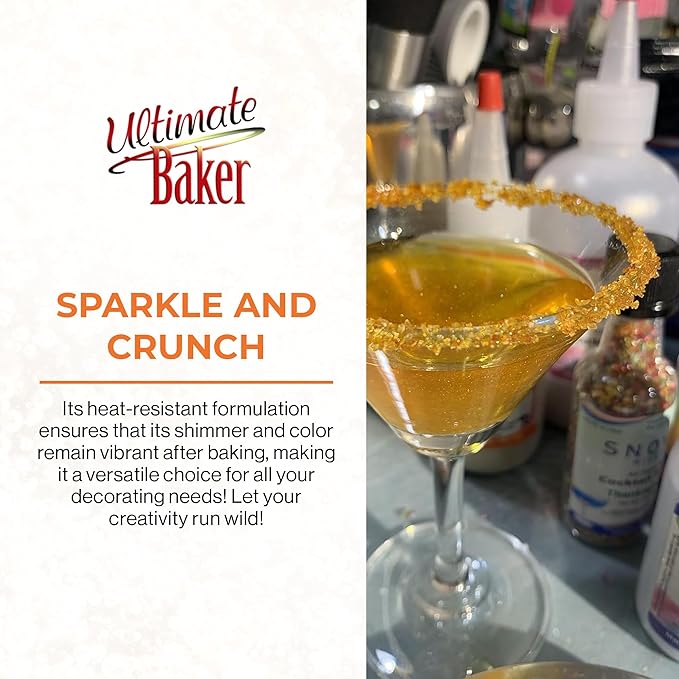 Ultimate Baker - Sanding Sugar, Orange - Vibrant, Naturally Colored Baking & Decorating Sugar, Perfect for Sprinkling on Cakes, Desserts & Confections, Medium Crystal - 8oz