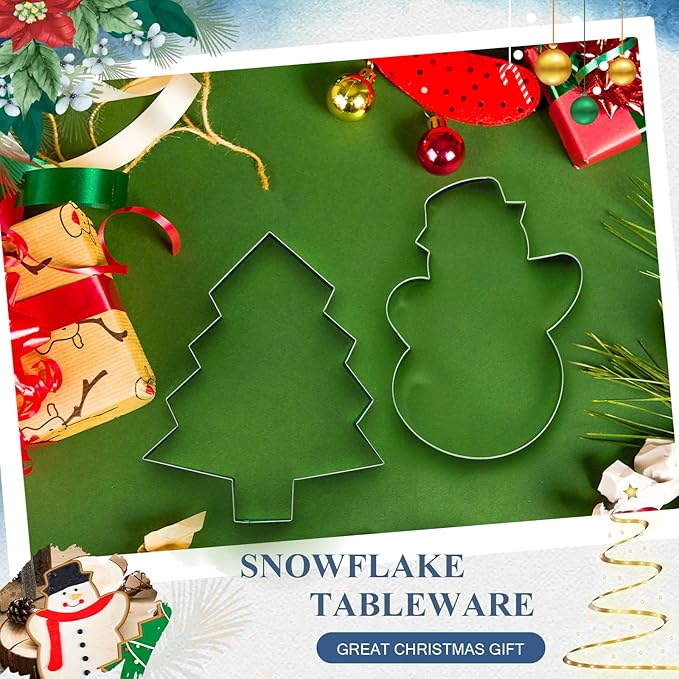 2 Pcs Large Christmas Cookie Cutters 8" Extra Large Christmas Tree and Snowman Stainless Steel Giant Cookie Cutter for Xmas Holiday Baking