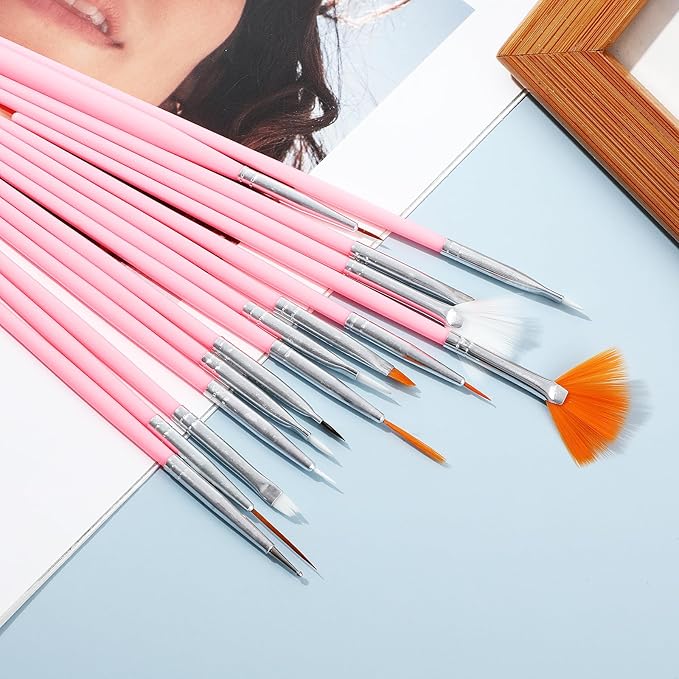 Aster 15Pcs Cake Decorating Brushes, Cake Painting Brushes Kit Food Safe Paint Brushes Fondant Sugar DIY Tools Set Cookie Decorating Supplies Candy Icing Pastry Brush for Baking(Pink)