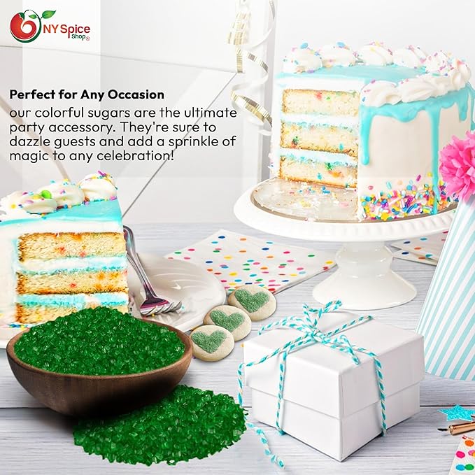 NY Spice Shop Christmas Green Sanding Sugar - 8 Ounce Edible Holiday Sprinkles for Cake Decorating, Cupcakes & Cookies - Festive Baking Decorations for Christmas Desserts, Candy Dishes & Gift Treats