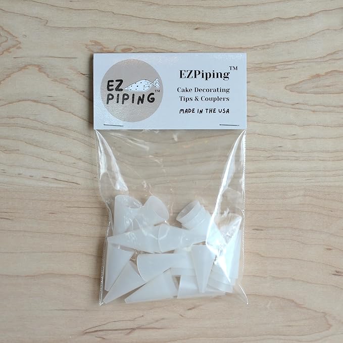 EZ Piping Reusable Round Decorating Tip #4 β 20 pieces β Standard Size (Base Γ 0.75", Height 1.25") β Fits Wilton & Ateco Couplers β Lightweight FDA HDPE Icing Nozzle β Made in USA β Cake Tool