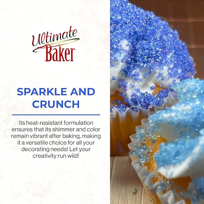 Ultimate Baker - Sanding Sugar, Royal Blue - Vibrant, Naturally Colored Baking & Decorating Sugar, Perfect for Sprinkling on Cakes, Desserts & Confections, Medium Crystal - 8oz
