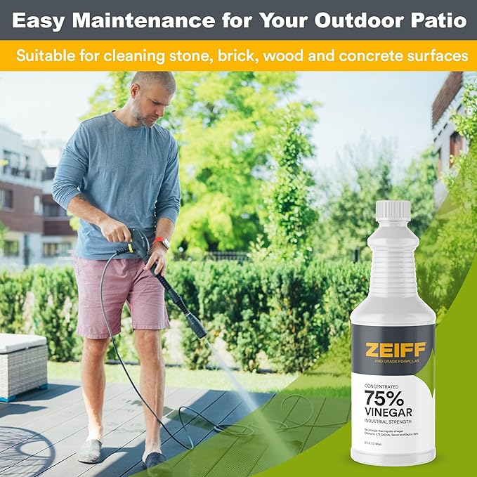 75% Pure Concentrated Vinegar - Technical Grade Acetic Acid Solution for Home and Outdoor Use - Cleaning Vinegar for Home & Laundry - 32 Oz, 2 Pack