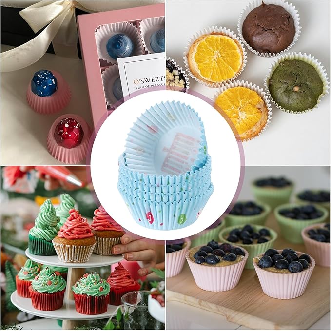 HARFINGTON 100 Count Cupcake Liners Cupcake Cups Standard Size Muffins Liners Papers Baking Cups Wrappers Greaseproof for Party Wedding, Birthday Candles